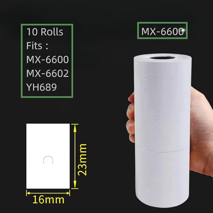 10 Rolls Labels Paper Suitable for MX-6600, MX-6602, YH-689 Price tag 2-line Marking Gun Pricemarker Labels (Without Gun (White)