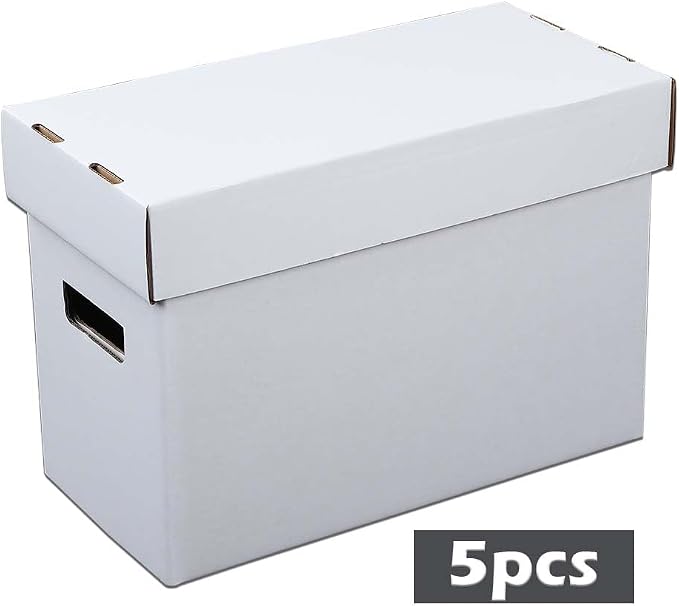 ANDPLAY 5 Pcs Comic Book Storage Boxes w/Lids Short Holds 150-175 Comics Collapsible & Stackable Comic Short Box Moistureproof Comic Box