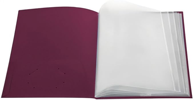 Ultra PRO - 50 Pack Burgundy Heavy Duty 2-Pocket Folders with 6 Clear Internal Pages, Waterproof Poly Project Organizer for School and Office, Fits 8.5 x 11 Letter Size, Customizable Clear Covers