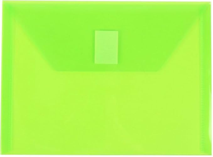 JAM PAPER Plastic Envelopes with Hook & Loop Closure - Index - 5 1/2 x 7 1/2 - Lime Green - 3/Pack