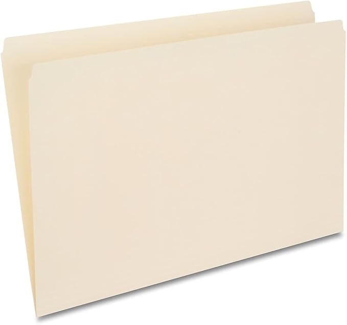 Staples File Folders, Straight‑Cut, Legal Size, Manila, Durable Paper Stock, 100/Box