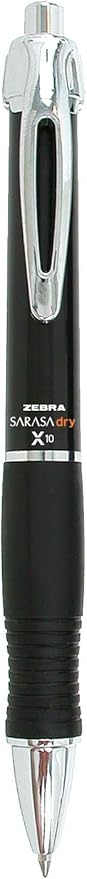 Zebra Pen X10 Retractable Gel Pen, Medium Point, 0.7mm, Black Barrel, Acid Free Black Ink, 12 Pack (Packaging may vary) (42610)