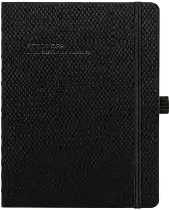 Action Day Undated Weekly, Monthly Planner, Designed to Get WORK Done - To-Do List, Projects List, Meeting Notes & Action Items - Perfect for Office & School, Pocket, Lay-Flat Binding, 7x9, Black