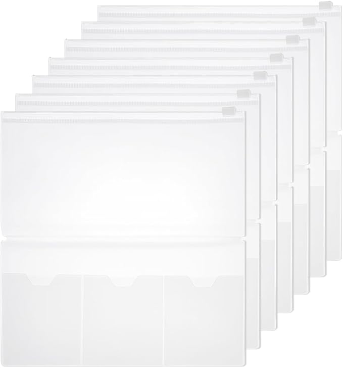 AHANDMAKER 6 Pack Plastic Clear Inserts Pouch Travelers Notebook Insert Pouches Clear Organizers for Journal Accessories Passport Travel Diary Scrapbooking Decoration