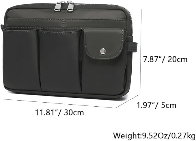 Storage Bag-arge Cosmetic Bag for Women Travel Makeup Bag Zip Up Bag Pure Cotton Canvas Can be Suspended (Dark Gray)
