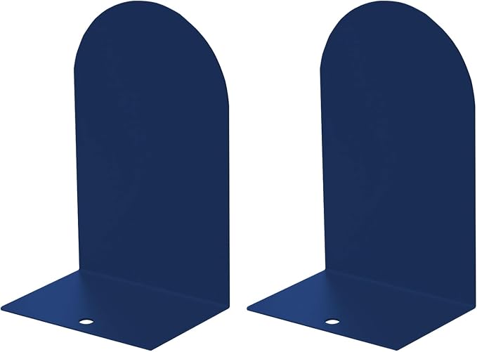 MerryNine Metal Book Ends, 2 Pack Blue Bookends for Shelves, Book Holder for Heavy Books, Book End for Kids Books, Decoration Bookend for Home Office