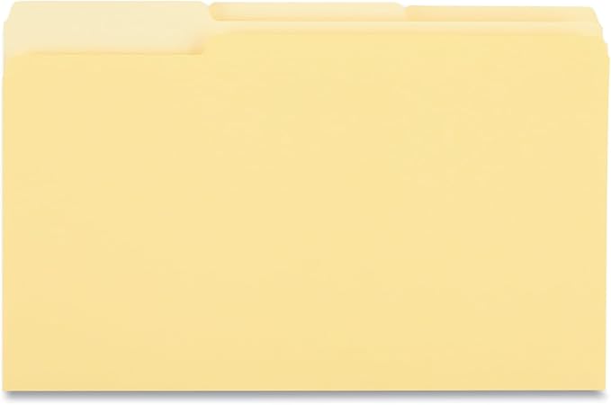 Universal 15304 Recycled Interior File Folders, 1/3 Cut Top Tab, Legal, Yellow, 100/Box