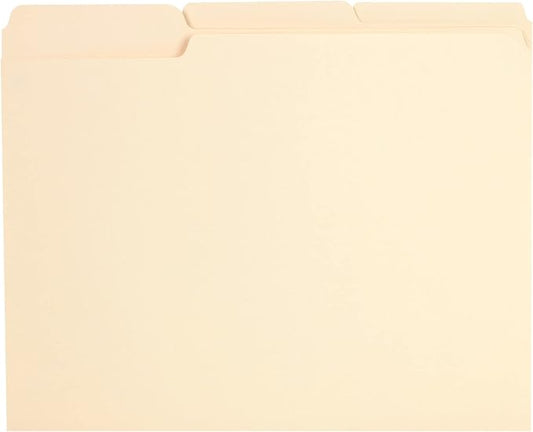 Pendaflex Reinforced-Top File Folders, Letter Size, Manila, 1/3 Cut, 100/BX (R752 1/3)