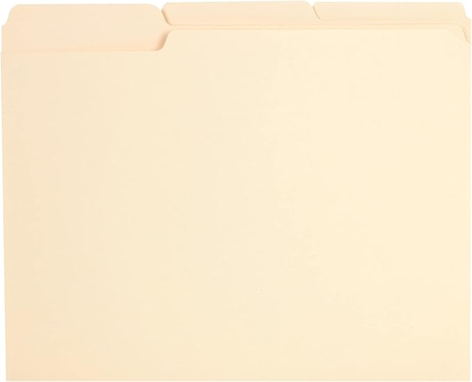 Pendaflex Reinforced-Top File Folders, Letter Size, Manila, 1/3 Cut, 100/BX (R752 1/3)