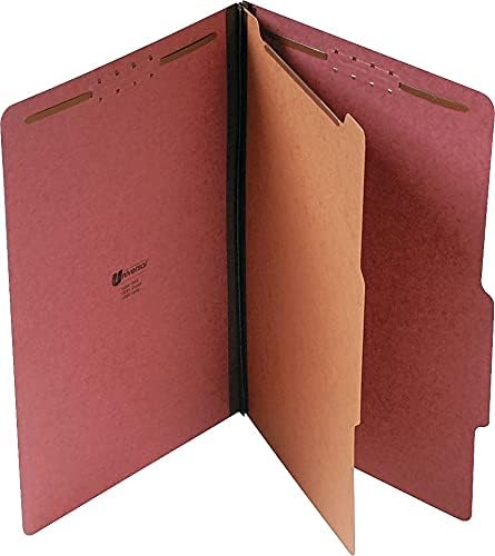 Universal 10260 Pressboard Classification Folder, Legal, Four-Section, Red, 10/Box