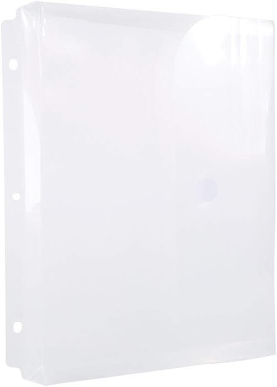 Filexec Poly Envelope, Letter, Side-Load, Hook & Loop Fastener, 3-Hole Punched, Clear (Pack of 12) (50086-17223)