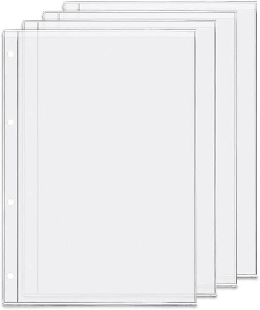 4 Pack A4 4 Holes Binder Pockets Plastic Binder Folders Waterproof 4 Holes Holder for Receipt Ticket (Pocket, A4)
