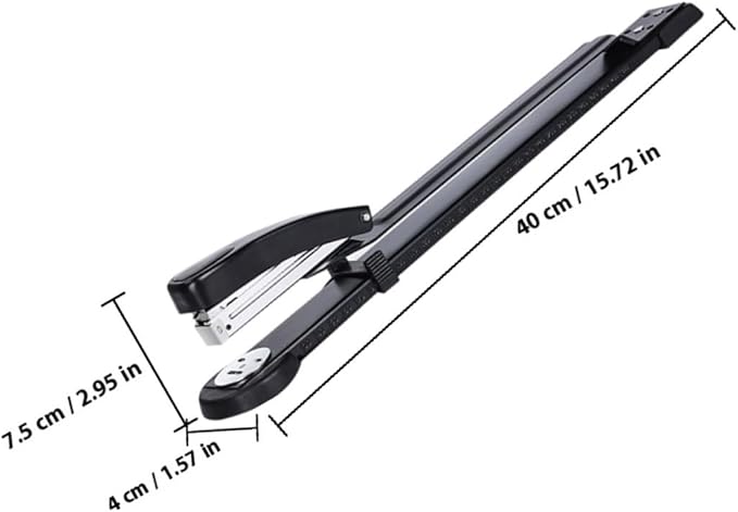 Long Arm Desktop Stapler Heavy Duty Thick Paper Binding Stapler with Hole Punch Labor-Saving for Home and Office Use