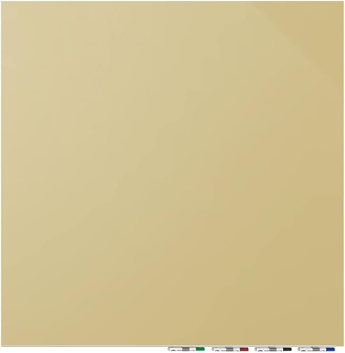 Aria 4'H x 4'W Low Profile 1/4" Glass Whiteboard - Beige - 4 Markers and Eraser