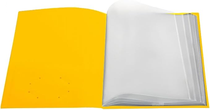 Ultra PRO - 50 Pack Yellow Heavy Duty 2-Pocket Folders with 6 Clear Internal Pages, Waterproof Poly Project Organizer for School and Office, Fits 8.5 x 11 Letter Size, Customizable Clear Covers