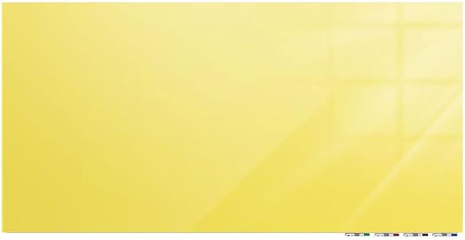 Aria 2'H x 3'W Low Profile 1/4" Glass Whiteboard - Horizontal Yellow - 4 Markers and Eraser