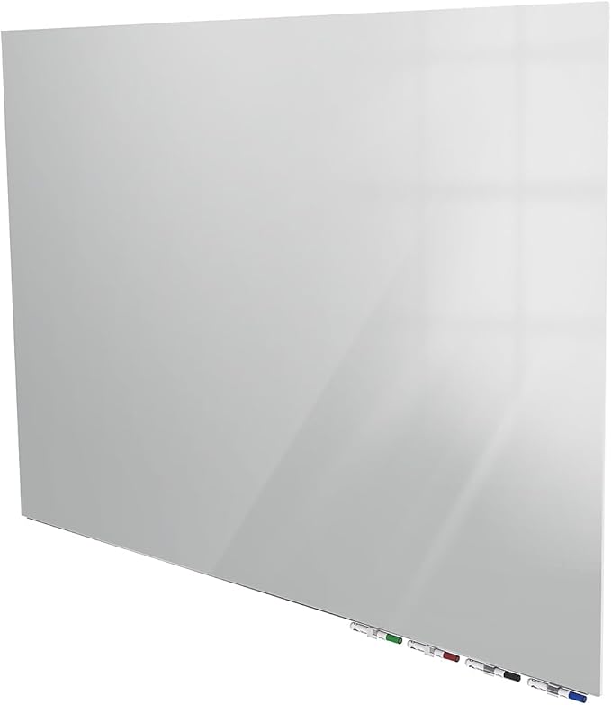 Aria 2'H x 3'W Magnetic Low Profile 1/4" Glass Whiteboard - Horizontal Gray - 4 Rare Earth Magnets, 4 Markers and Eraser