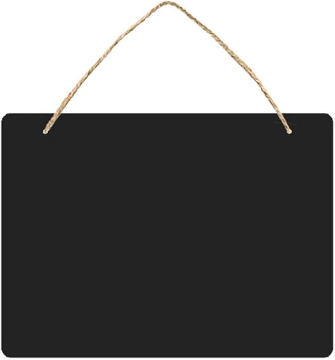 Wooden Double Sided Hanging Chalkboard Signs,Memo Message Sign, Vintage Erasable Message Board Sign with Hanging String for Wedding Kitchen Home Party Decoration (Black)