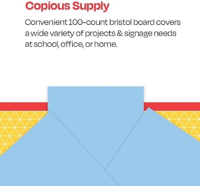 School Smart Folding Bristol Board, 9 x 12 Inches, Blue, Pack of 100