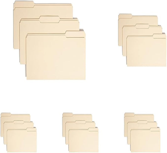 Smead 100% Recycled File Folder, 1/3-Cut Tab, Letter Size, Manila, 100 Per Box (10339) (Pack of 5)