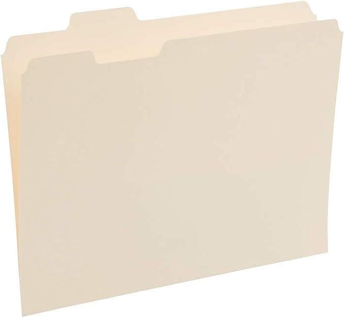 Staples File Folders, Letter Size, 1/5‑Cut Tabs, Assorted Positions, Manila, Durable Paper Stock, 100/Box