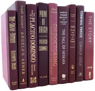 Decorative Accent for Home Decor – Real Books by Color® Interior Styling Piece for Bookshelf, Coffee Table, Design Display (Set of 9, Maroon)