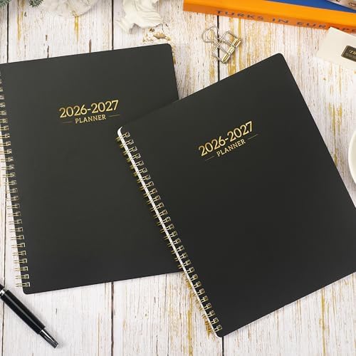 2026-2027 Planner - Calendar/Planner 2026-2027 Weekly and Monthly with Tabs, 8" x 10", Jul. 2026 - Jun. 2027, Flexible Cover + Twin-Wire Binding + Calendars, Daily Organizer - Black