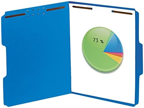 Universal 13521 Deluxe Reinforced Top Tab Folders, 2 Fasteners, 1/3 Tab, Letter, Blue (Box of 50)