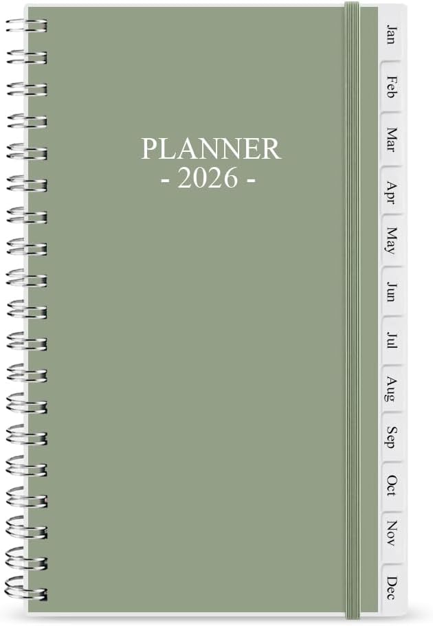 2026 Pocket Planner/Calendar - January 2026 - December 2026, A6 Weekly & Monthly Organizer Notebook & Journal to Track Goals, Easy to Organize Your Daily Life, 3.75" x 6.75", Green