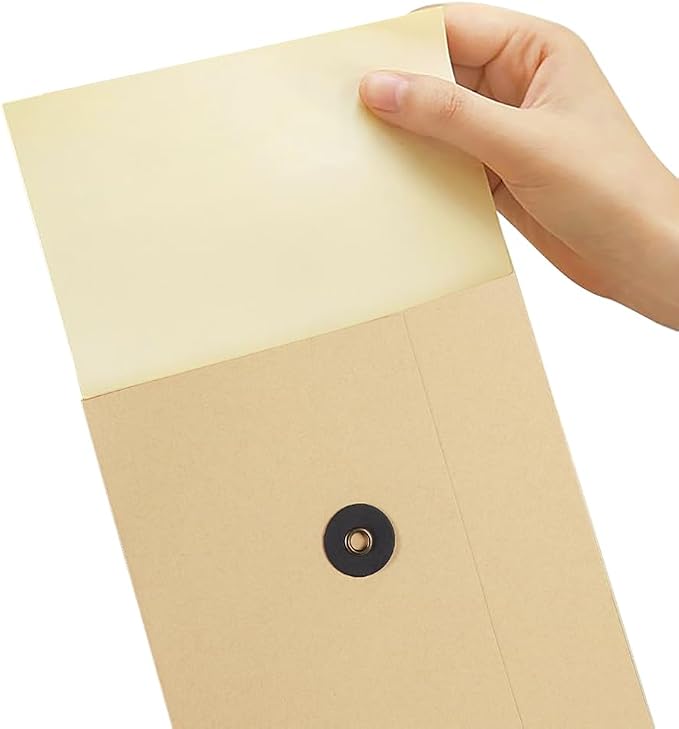 10 Pcs Vintage Kraft Paper File Folder Thickened A5 Filing Envelope Project Photo Pockets Reusable Document Wallet Bag with String Tie Closure for Office Home