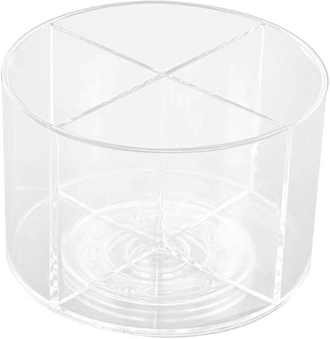 Drinks Packet Organizer,Acrylic Clear 360°Rotating Storage 4 Compartments for Small-Packaged Beverages Office Supplies
