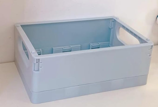 2 Pack Plastic Storage Collapsible Crate Organizer Basket Bin for Organizing Desk Drawer Shelf for Home Kitchen Bedroom Bathroom and Dorm Storage, 9.8x6.5x3.8in, Blue