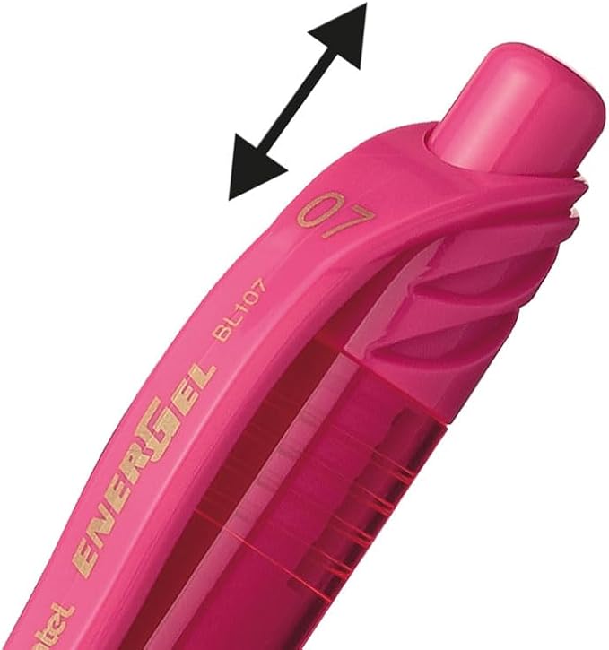 Pentel EnerGel-X Retractable Liquid Gel Pen (0.7mm) Metal Tip, Pink Ink, Box of 12 (BL107-P)