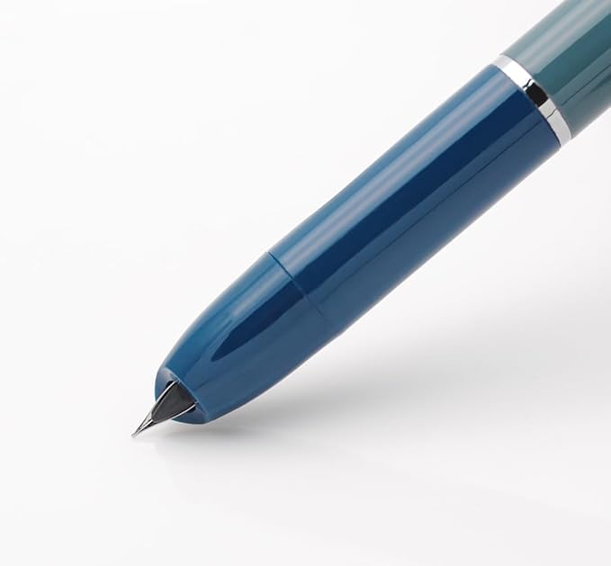 OASO K016 Retractable Fountain Pen Set 0.5mm with 4pcs Blue Ink Cartridges Smooth Writing for School Students (Deep Sea Blue)