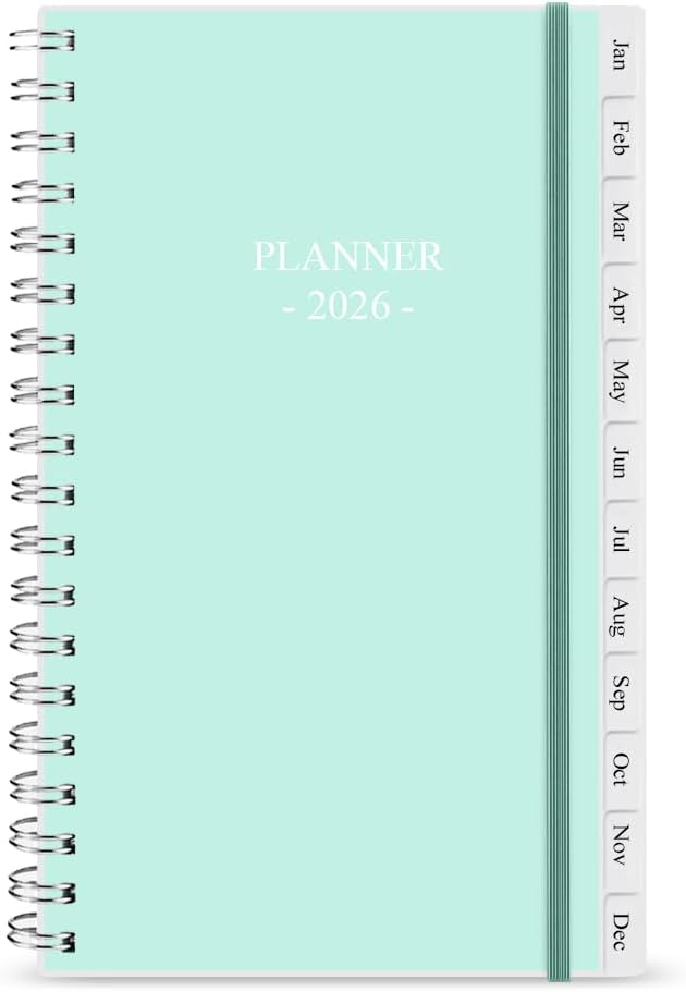 2026 Pocket Planner, A6 Weekly Planner with Monthly Tabs, Run January 2026-December 2026, Elastic Closure, Twin-Wire Binding, Easy to Organize Your Daily Life, 3.75 x 6.75 In, Pocket Planners 2026, Teal