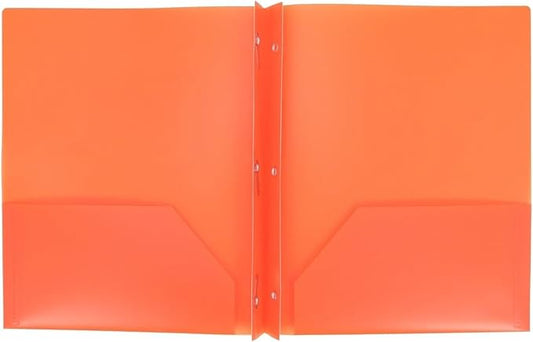Plastic Folder with Prongs 2 Pocket - (Orange)