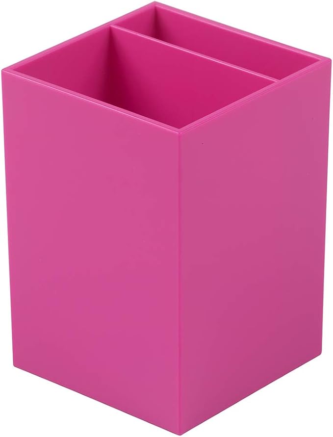 JAM PAPER Plastic Pen Holder - Fuchsia Pink - Desktop Pencil Cup Sold Individually