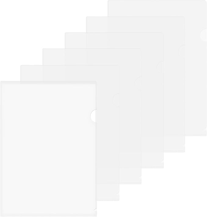 ViVin 12-Pack Sturdy Clear Folders for Documents, L-Type Plastic Clear File Folder, Letter/A4 Size, for School Home & Office (Clear White)