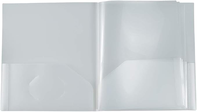 JAM PAPER Heavy Duty Plastic Multi Pocket Folders - 10 Pocket Organizer - Clear - 2/Pack