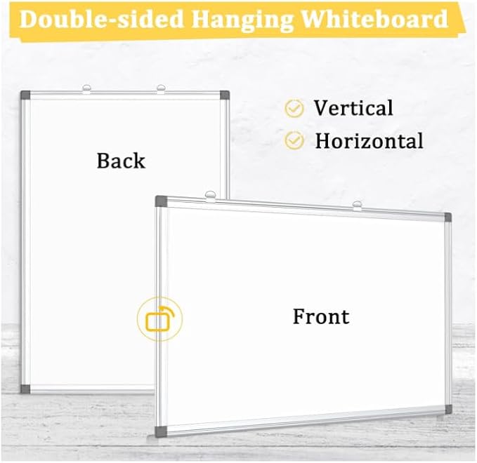 2 Pack Double-Sided Magnetic Whiteboard, 36" x 24" Dry Erase Board, Aluminum Frame White Board for Wall, Hanging Mounting White Board Dry Erase Marker Board for Office, School, Home