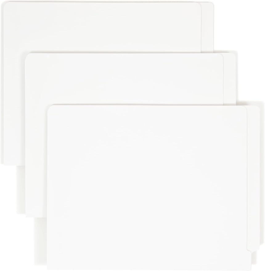 Smead Heavyweight End Tab Fastener File Folder, Shelf-Master® Reinforced Straight-Cut Tab, 2 Fasteners, Letter Size, White, 50 per Box (25840)