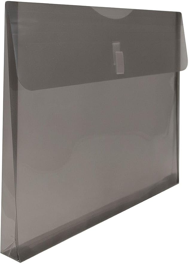 JAM PAPER Plastic Expansion Envelopes with Hook & Loop Closure - Letter Booklet - 9 3/4 x 13 with 1 Inch Expansion - Smoke Gray - 3/Pack