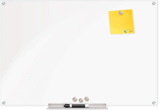 Clear Glass Dry Erase Board for Office & Home, Frameless White Surface Glass Board 48"x72" Include Markers, Magnets with Eraser by Fab Glass and Mirror