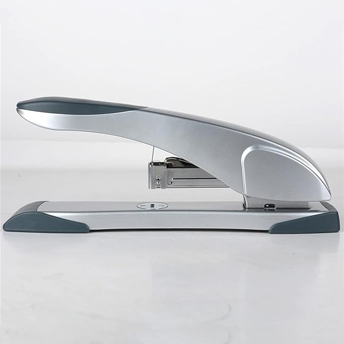KUYWLMKMZZ Desk Stapler Metal Staplers Office Heavy Duty 60 Page Capacity Heavy Duty Stapler Suitable for Office Learning Desktop File Sorting and Binding Silver Gray School Supplies (Color : A)