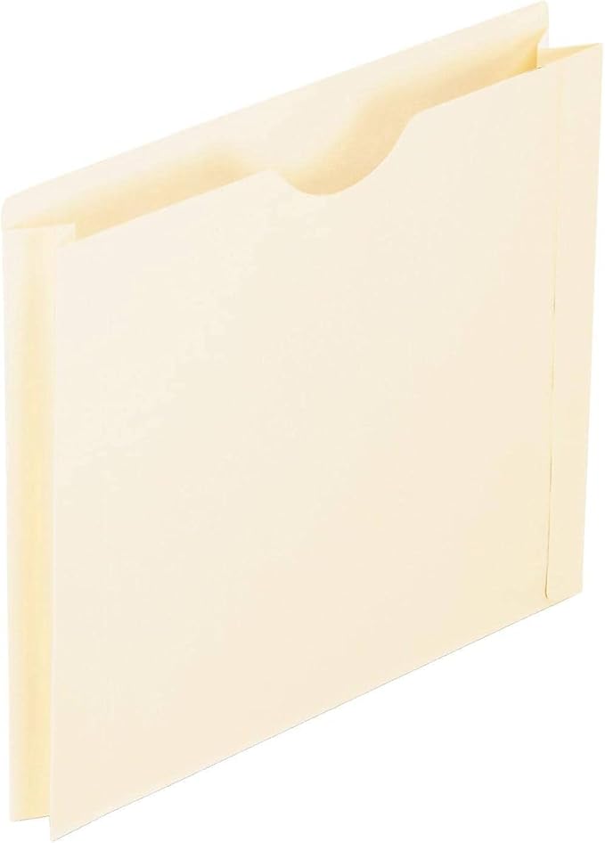 Pendaflex File Jackets, Letter Size, Manila, 2" Expansion, Reinforced Straight-Cut Tabs with Thumb Cut, 50 per Box (22200EE), Beige