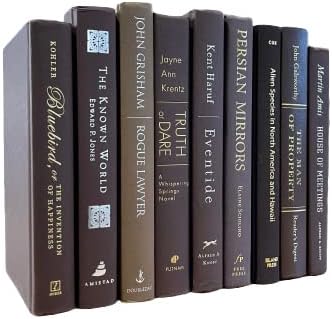 Decorative Accent for Home Decor – Real Books by Color® Interior Styling Piece for Bookshelf, Coffee Table, Design Display (Set of 9, Brown)