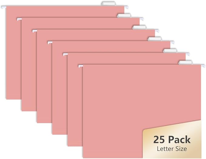 25pcs DateBrown MagDurnus Hanging File Folders, Pastel Color Design,Letter Size with 1/5 Adjustable Cut Tabs, Decorative,Drawer,Desk and Cabinet Use