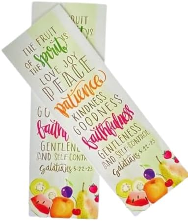 50 Count The Fruit of The Spirit Bookmarks for Men, Women, Kids. 2" x 6" with A Glossy Finish. Thick Cardstock. A Nice Religious Bookmark for Church Or Sunday School. Mother's Day, Galations 5:22-23