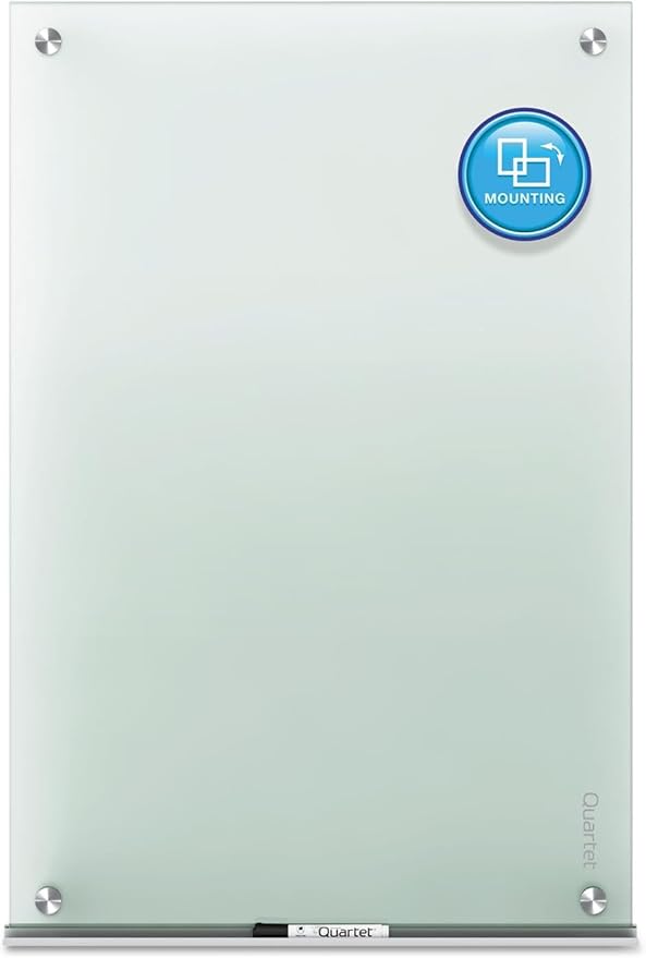 Quartet Whiteboard, Glass Dry Erase Board, Non-Magnetic, 36"W x 24"H, Infinity Frameless Mounting, Frosted Surface, Accessory Tray, and 1 Dry Erase Marker (G3624F)
