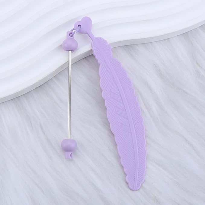 15 Packs Beadable Bookmarks with Bar Bulk Feather DIY Blank Bookmark for Beads Jewelry Pendants Charms Beading Book Make Marks Craft Colorful (13 Colors)